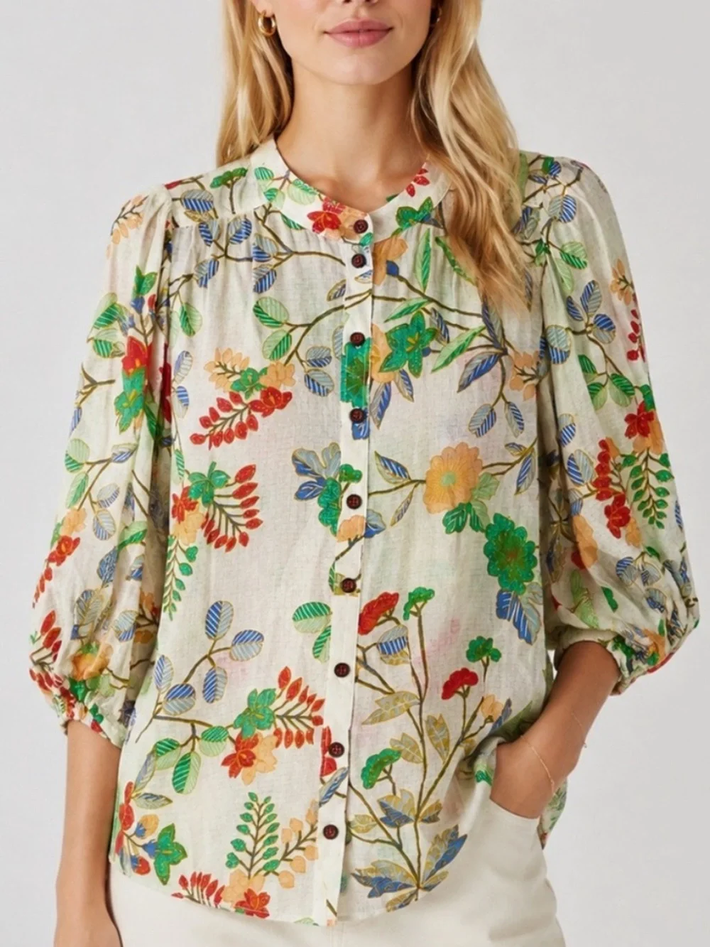 Maeve by Anthropologie Kalapana floral Button Front Blouse Size 0 6036